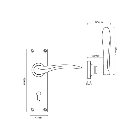 Croft Codsall Lever Handle on 152x41mm Backplate