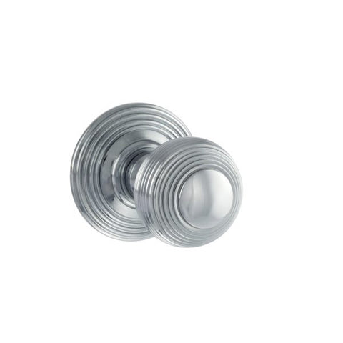 Reeded Ball Mortice Knob on Concealed Fix Reeded Rose