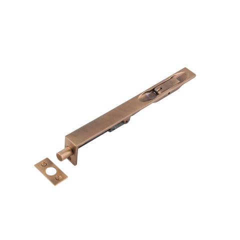 Lever Action Flush Bolt with Flat Keep Plate - Shown in Very Light Aged