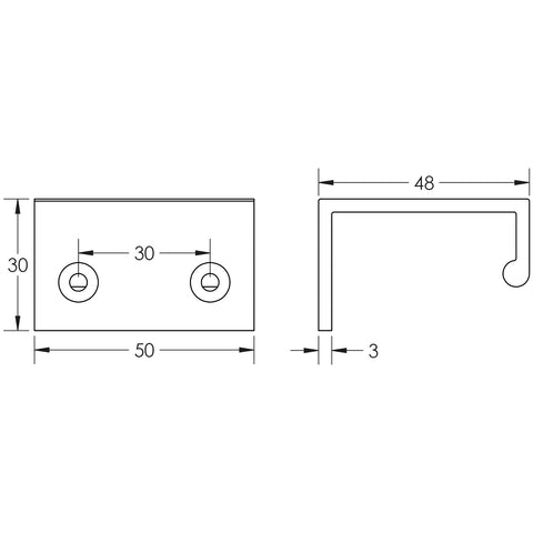 Burlington Angled Edge Pull Handle - Rear Fixed