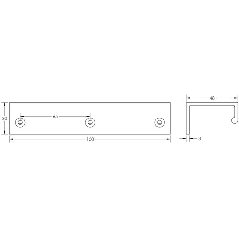 Burlington Angled Edge Pull Handle - Rear Fixed