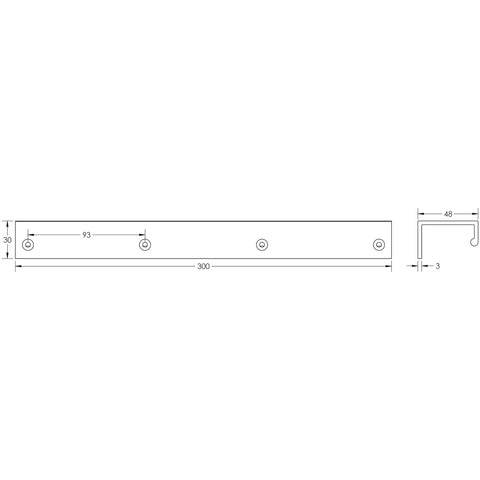 Burlington Angled Edge Pull Handle - Rear Fixed