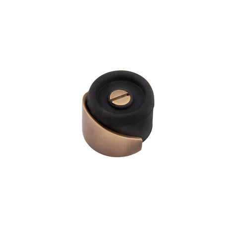 Floor Mounted Door Stop. 30mm High x 39mm Dia. Plain Shielded Pattern - Shown in Very Light Aged