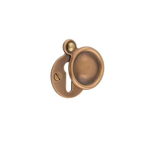 Round Ringed Covered Lever Key Escutcheon - Shown in Very Light Aged
