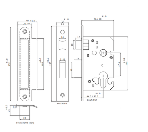 York Euro Profile Sashlock for Lever Handles