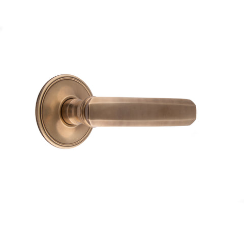 130mm Chamfered Lever Handle - Shown in Very Light Aged