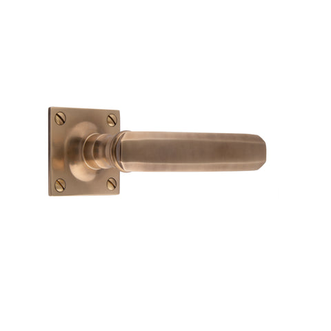 130mm Chamfered Lever Handle - Shown in Very Light Aged