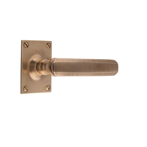 130mm Chamfered Lever Handle - Shown in Very Light Aged