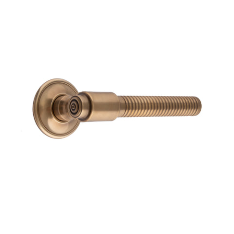 140mm Reeded Round Bar Lever Handle - Shown in Very Light Aged