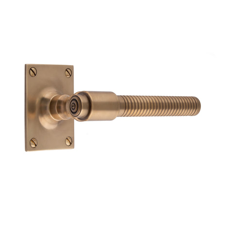 140mm Reeded Round Bar Lever Handle - Shown in Very Light Aged