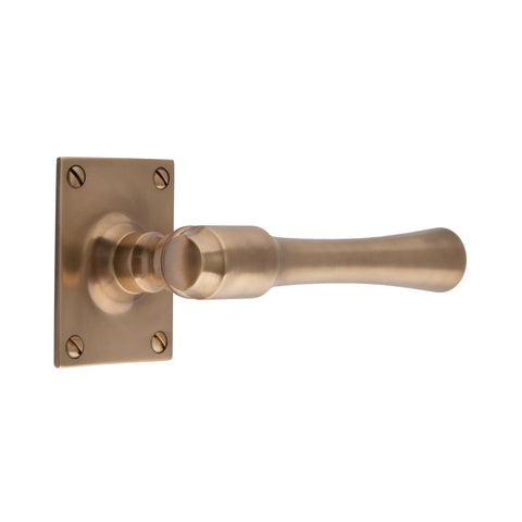 140mm Round Tapered Bar Lever Handle - Shown in Very Light Aged