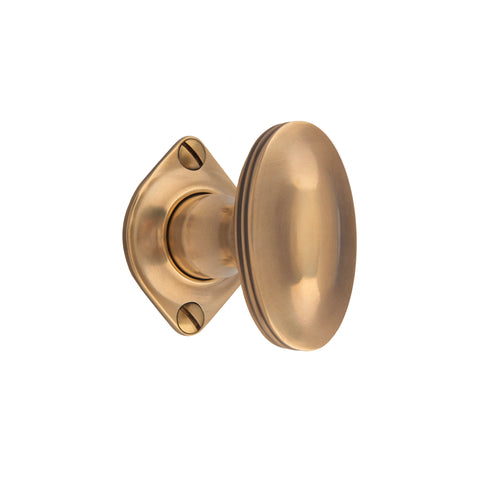 55mm x 32mm Raised Oval Mortice Knob - Shown in Very Light Aged