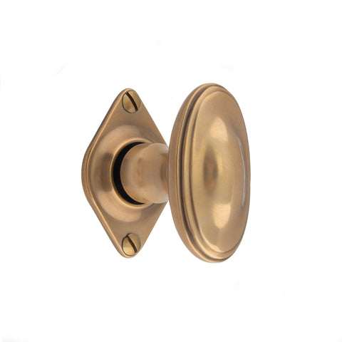62mm x 34mm Raised Oval Mortice Knob - Shown in Very Light Aged