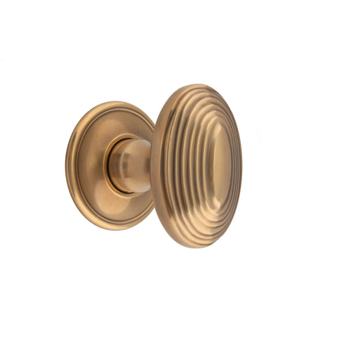 64mm x 41mm Reeded Oval Mortice Knob - Shown in Very Light Aged