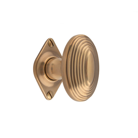64mm x 41mm Reeded Oval Mortice Knob - Shown in Very Light Aged