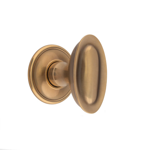 67mm x 36mm Raised Oval Mortice Knob - Shown in Very Light Aged