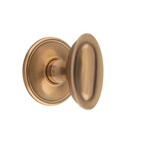 67mm x 36mm Raised Oval Mortice Knob - Shown in Very Light Aged