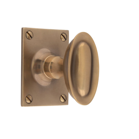 67mm x 36mm Raised Oval Mortice Knob - Shown in Very Light Aged