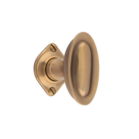 67mm x 36mm Raised Oval Mortice Knob - Shown in Very Light Aged