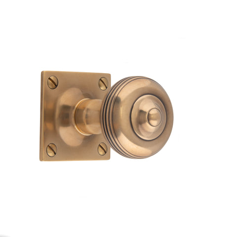 48mm dia Ringed Button Mortice Knob - Shown in Very Light Aged