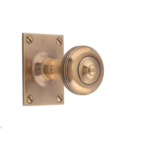 48mm dia Ringed Button Mortice Knob - Shown in Very Light Aged
