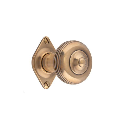 48mm dia Ringed Button Mortice Knob - Shown in Very Light Aged
