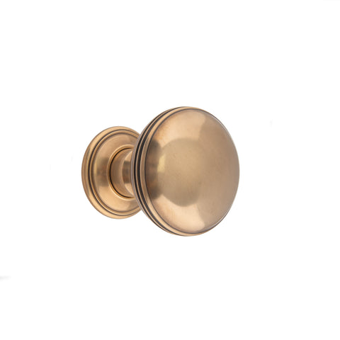 56mm dia Ringed Bun Mortice Knob - Shown in Very Light Aged
