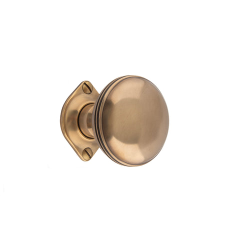 56mm dia Ringed Bun Mortice Knob - Shown in Very Light Aged