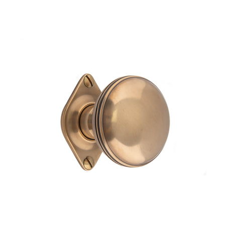 56mm dia Ringed Bun Mortice Knob - Shown in Very Light Aged