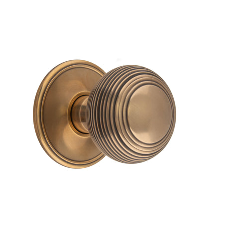 57mm dia Reeded Bun Mortice Knob - Shown in Very Light Aged