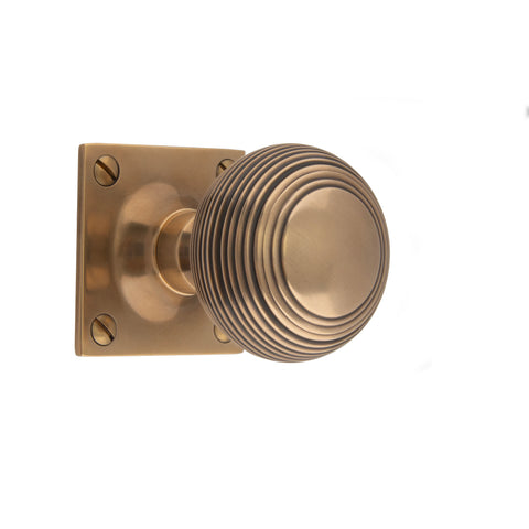 57mm dia Reeded Bun Mortice Knob - Shown in Very Light Aged
