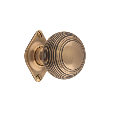 57mm dia Reeded Bun Mortice Knob - Shown in Very Light Aged