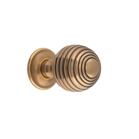 54mm dia Reeded Ball Mortice Knob - Shown in Very Light Aged