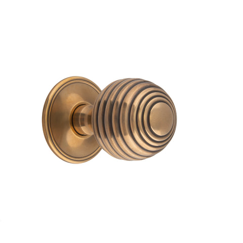 54mm dia Reeded Ball Mortice Knob - Shown in Very Light Aged