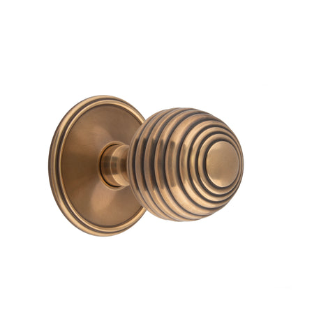 54mm dia Reeded Ball Mortice Knob - Shown in Very Light Aged