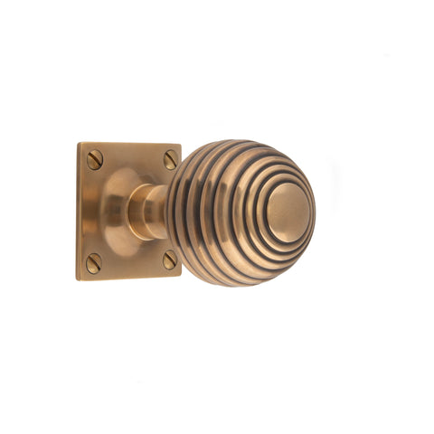 54mm dia Reeded Ball Mortice Knob - Shown in Very Light Aged