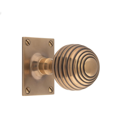 54mm dia Reeded Ball Mortice Knob - Shown in Very Light Aged