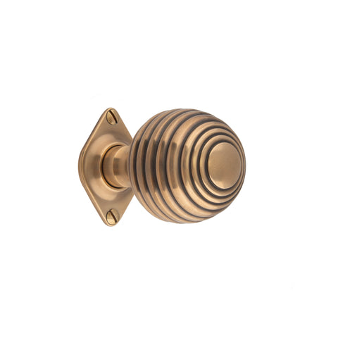 54mm dia Reeded Ball Mortice Knob - Shown in Very Light Aged