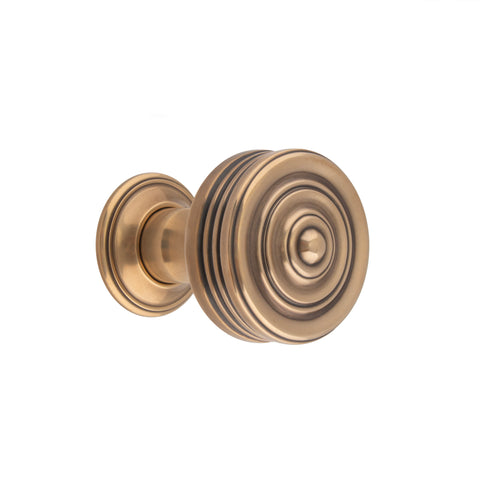 55mm dia Flat Sided Ringed Mortice Knob - Shown in Very Light Aged