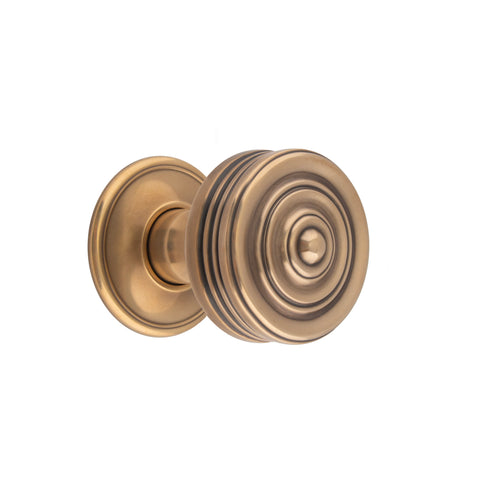 55mm dia Flat Sided Ringed Mortice Knob - Shown in Very Light Aged