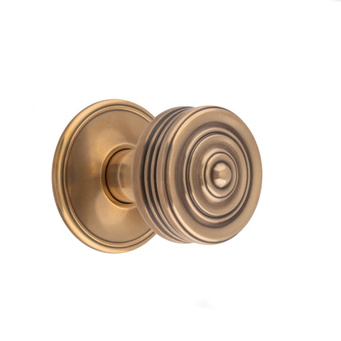 55mm dia Flat Sided Ringed Mortice Knob - Shown in Very Light Aged