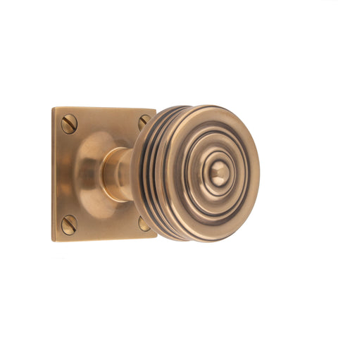 55mm dia Flat Sided Ringed Mortice Knob - Shown in Very Light Aged