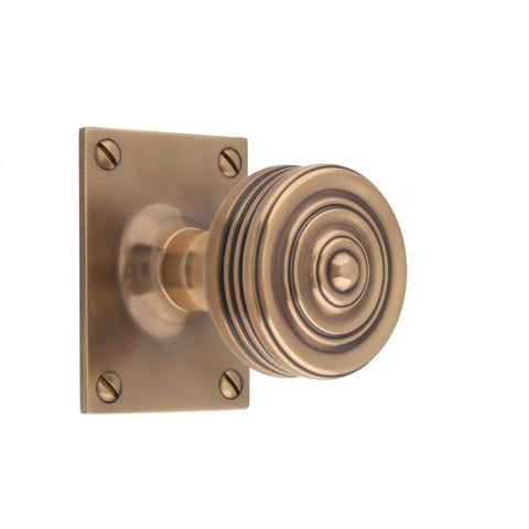 55mm dia Flat Sided Ringed Mortice Knob - Shown in Very Light Aged