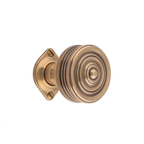 55mm dia Flat Sided Ringed Mortice Knob - Shown in Very Light Aged