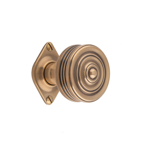 55mm dia Flat Sided Ringed Mortice Knob - Shown in Very Light Aged