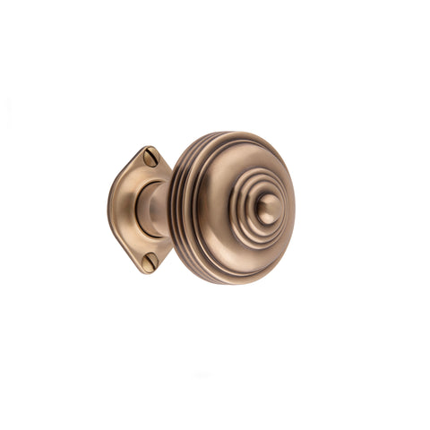 61mm dia Reeded Button Mortice Knob - Shown in Very Light Aged