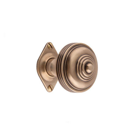 61mm dia Reeded Button Mortice Knob - Shown in Very Light Aged