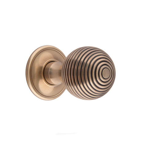48mm dia Reeded Ball Mortice Knob - Shown in Very Light Aged