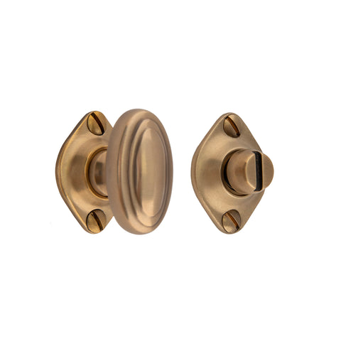 35mm x 20mm Reeded Oval Thumbturn and Emergency Release - Shown in Very Light Aged