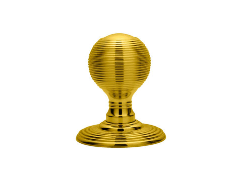 Queen Anne Style Reeded Ball Mortice Knob on Concealed Fix Reeded Rose